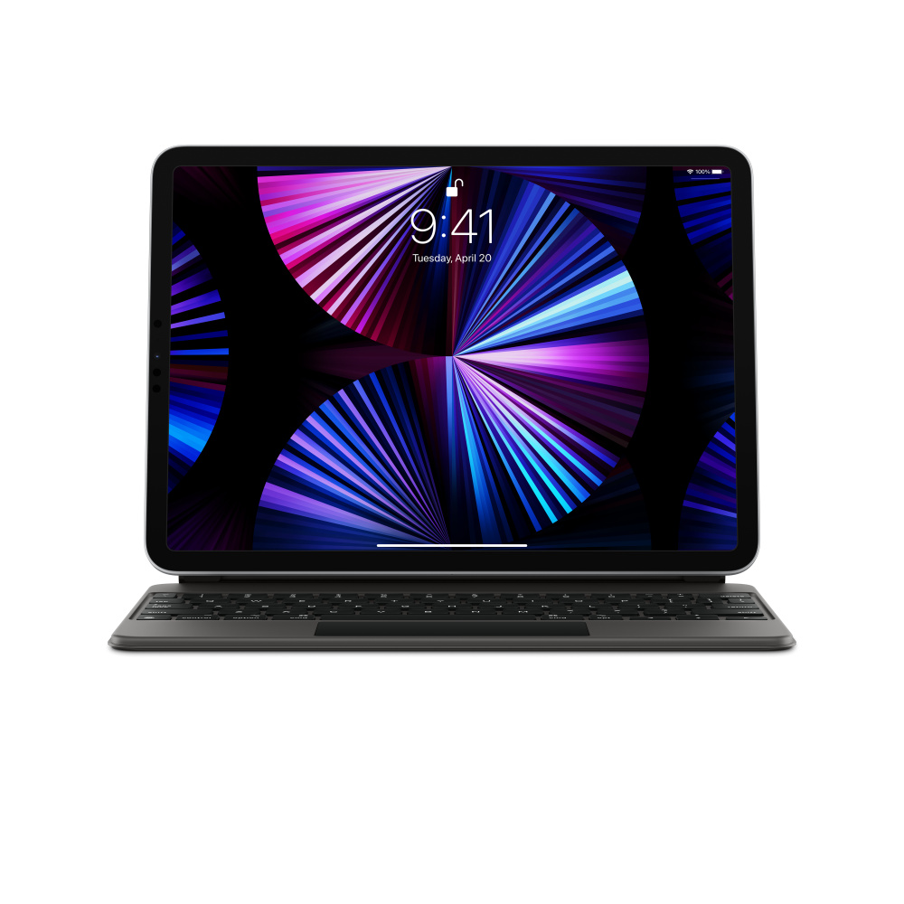 Чехол-клавиатура Apple Magic Keyboard для iPad Pro 11 (2018-2022)/iPad Air 11 (2020-2026) Black (MXQT2) кириллица (лазерная гравировка) + QWERTY
