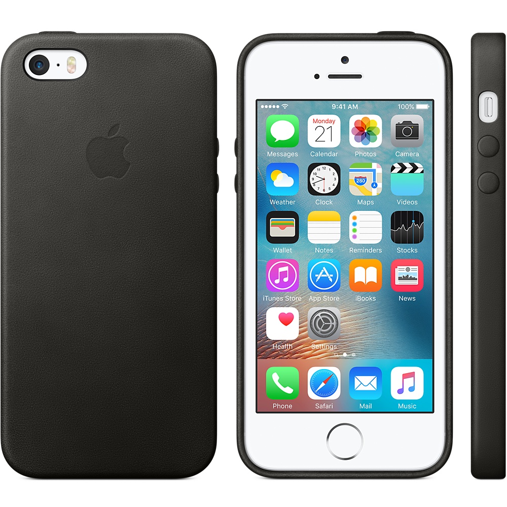 Кожаный чехол Apple Leather Case Black (MMHH2ZM/A) для iPhone 5S/SE