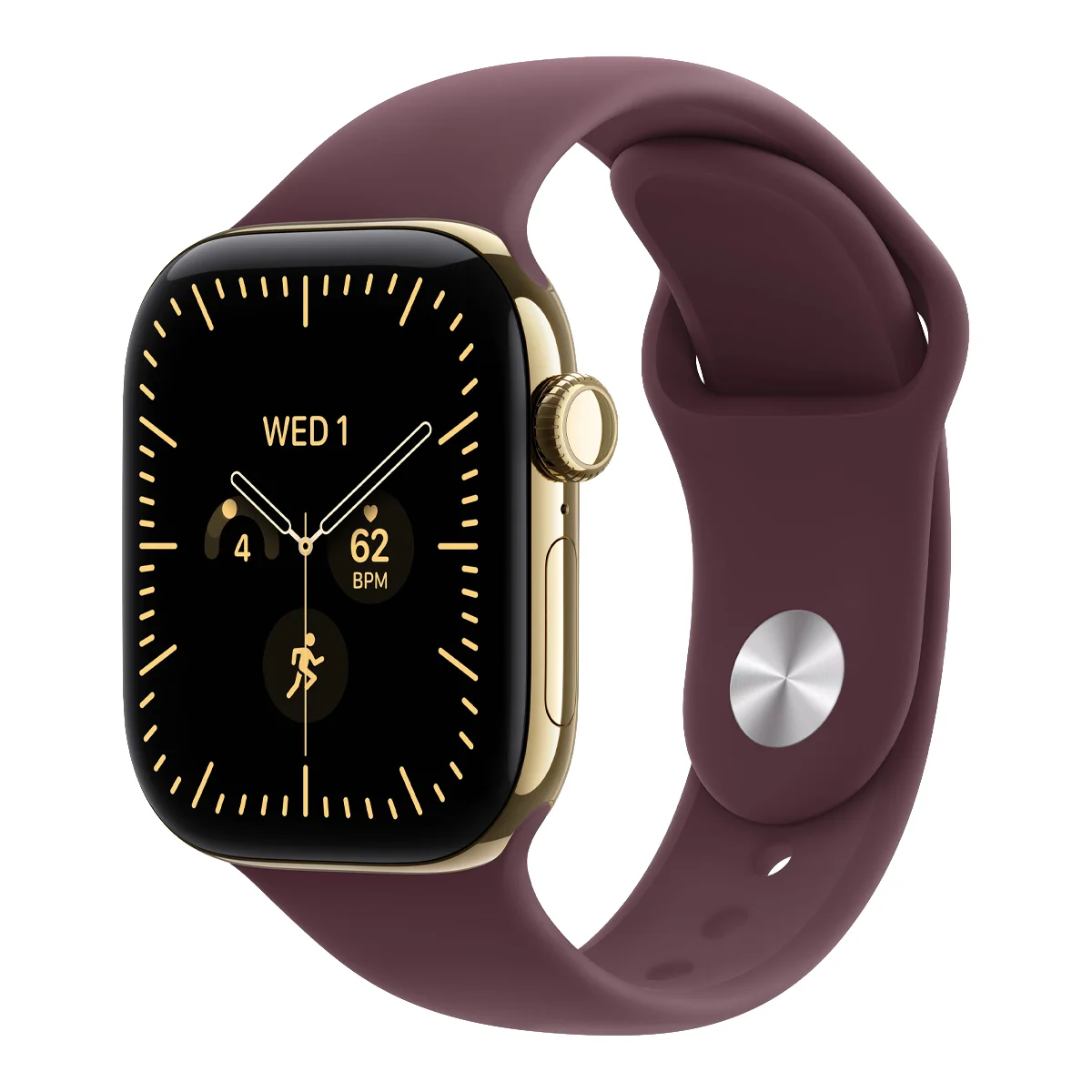 Умные часы Apple Watch Series 12 GPS + Cellular, 42mm Radiant Gold Titanium Case with Burgundy Sport Band - S/M