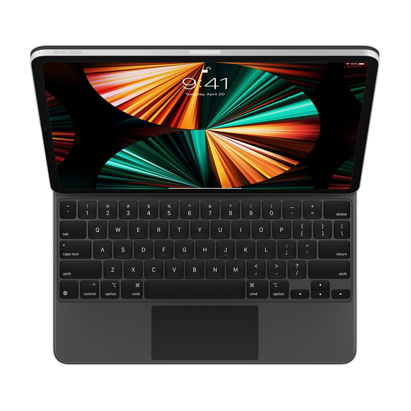 Чехол-клавиатура Apple Magic Keyboard для iPad Pro 12.9 (2020-2022)/Air 13 (M2/M3/M4) Black (MXQU2) кириллица (лазерная гравировка) + QWERTY