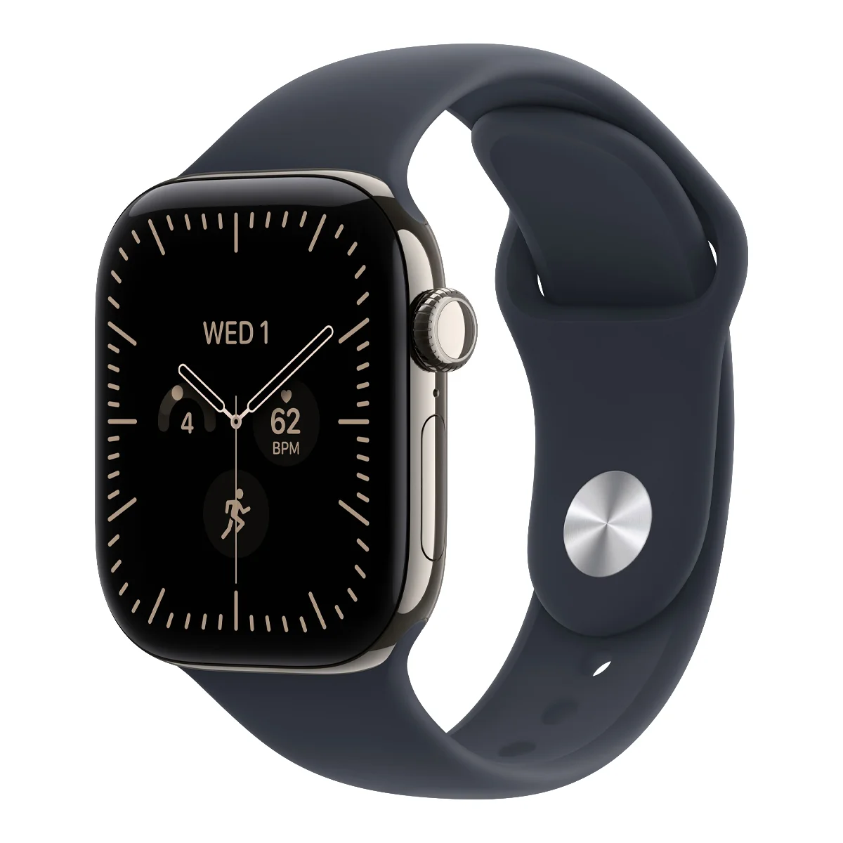 Умные часы Apple Watch Series 12 GPS + Cellular, 42mm Natural Titanium Case with Navy Blue Sport Band - S/M