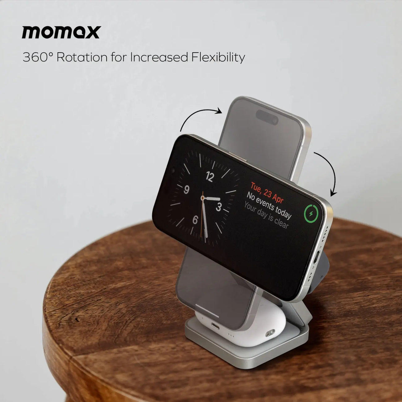 Беспроводное зарядное устройство Momax Q2. Mag Go 3-in-1 Foldable Qi2 15W Magnetic Wireless Total 25W Titanium