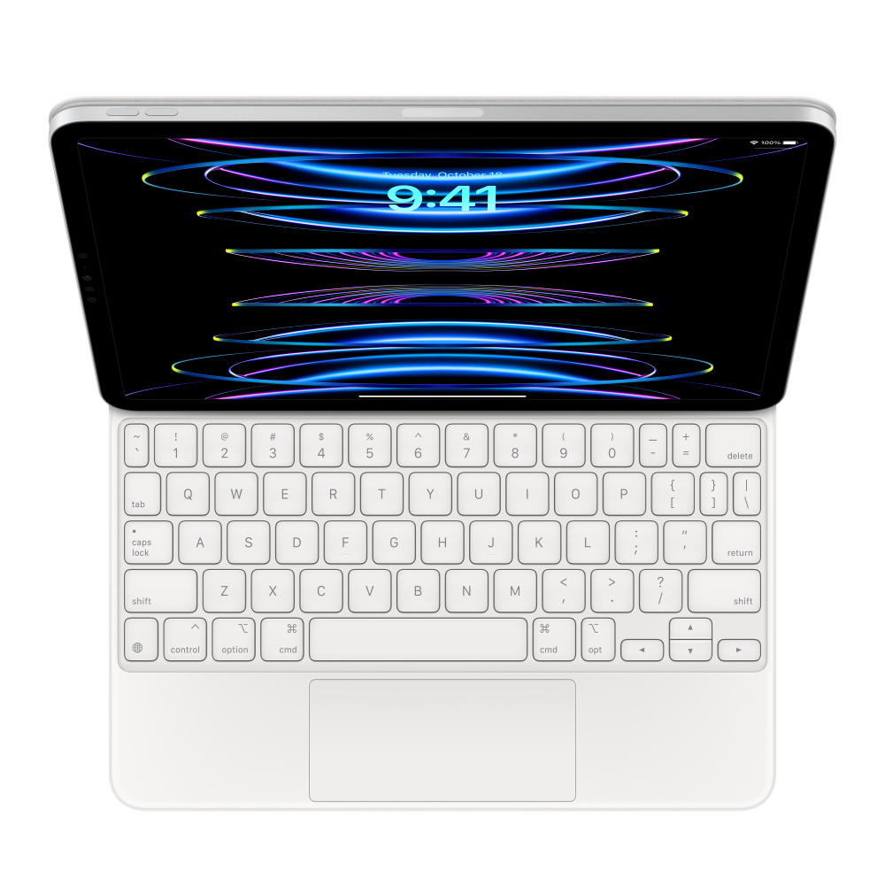 Чехол-клавиатура Apple Magic Keyboard для iPad Pro 12.9 (2020-2022)/Air 13 (M2/M3/M4) White (MJQL3) кириллица (лазерная гравировка) + QWERTY