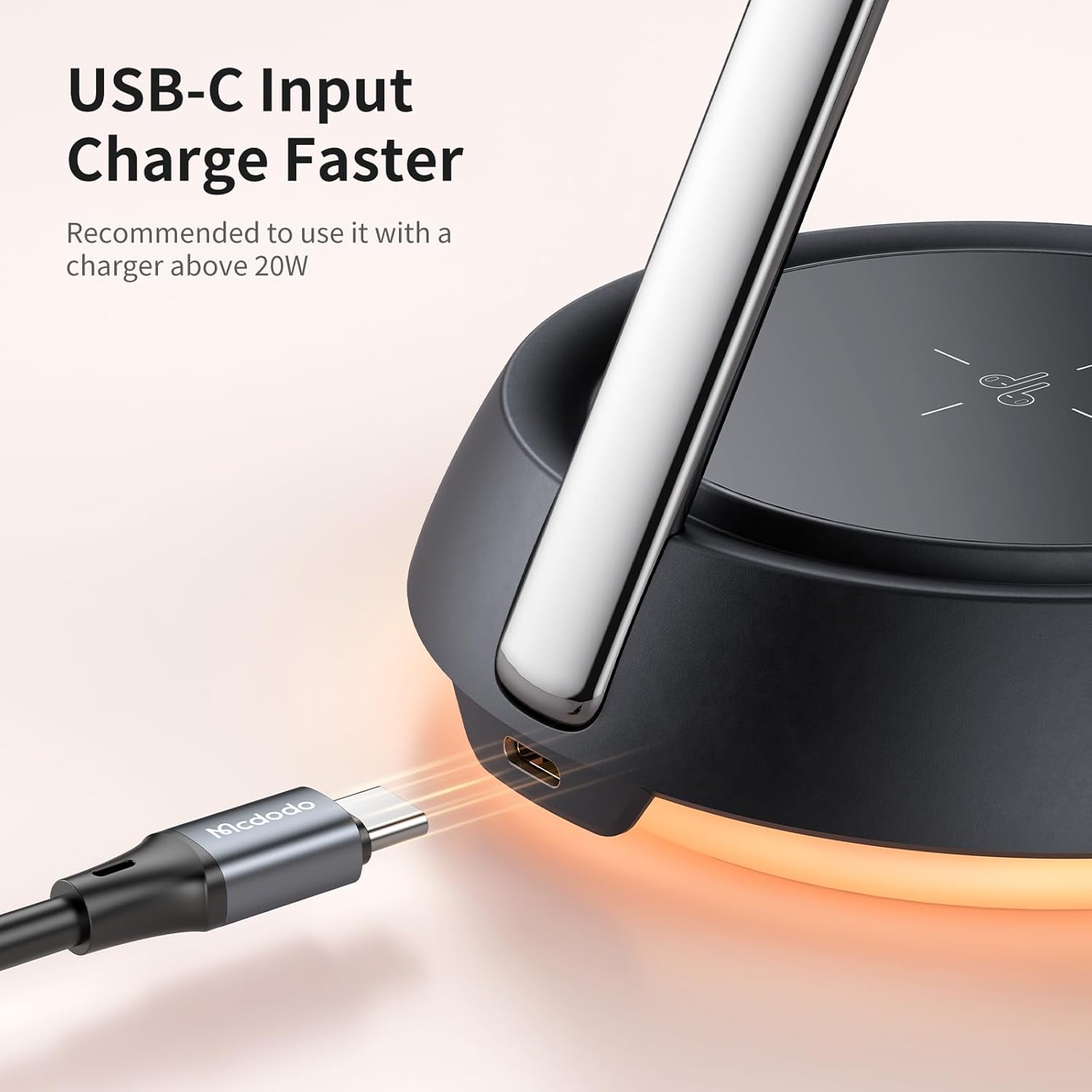 Беспроводное зарядное устройство Mcdodo 3in1 Night Light Magnetic Wireless stand 22.5W Black