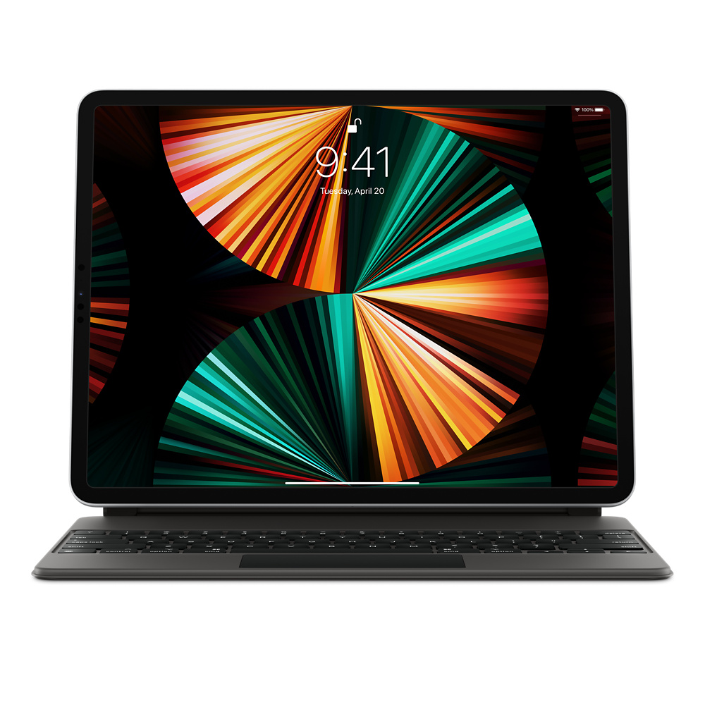 Чехол-клавиатура Apple Magic Keyboard для iPad Pro 12.9 (2020-2022)/Air 13 (M2/M3/M4) Black (MXQU2) кириллица (лазерная гравировка) + QWERTY