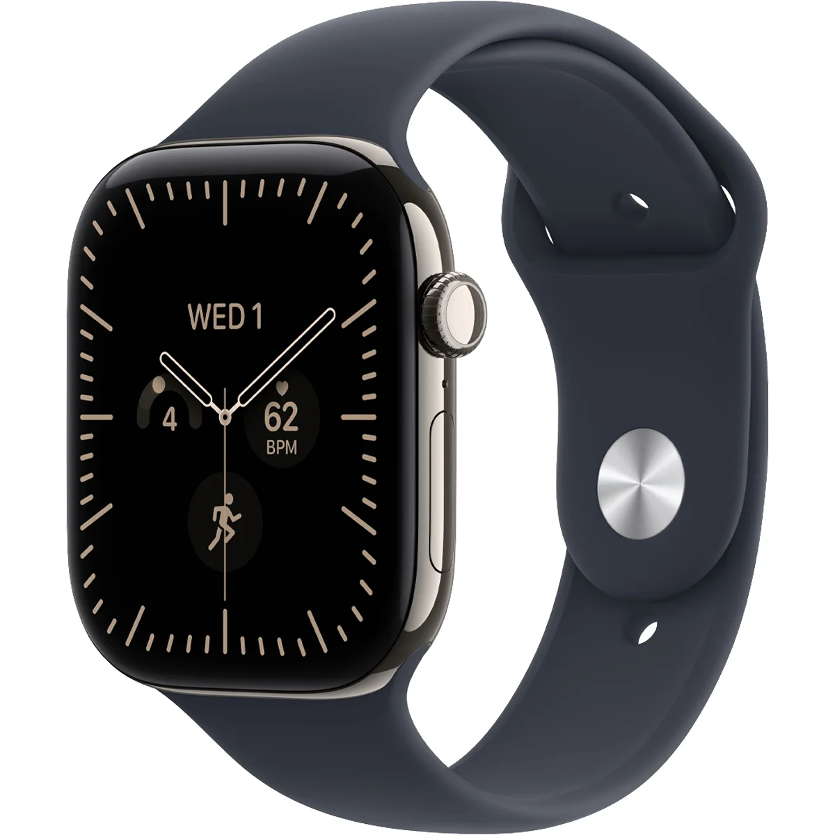 Умные часы Apple Watch Series 12 GPS + Cellular, 46mm Natural Titanium Case with Navy Blue Sport Band - M/L