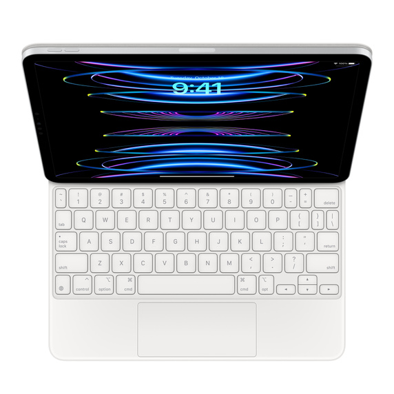 Чехол-клавиатура Apple Magic Keyboard для iPad Pro 11 (2018-2022)/iPad Air 11 (2020-2026) White (MJQJ3) кириллица (лазерная гравировка) + QWERTY