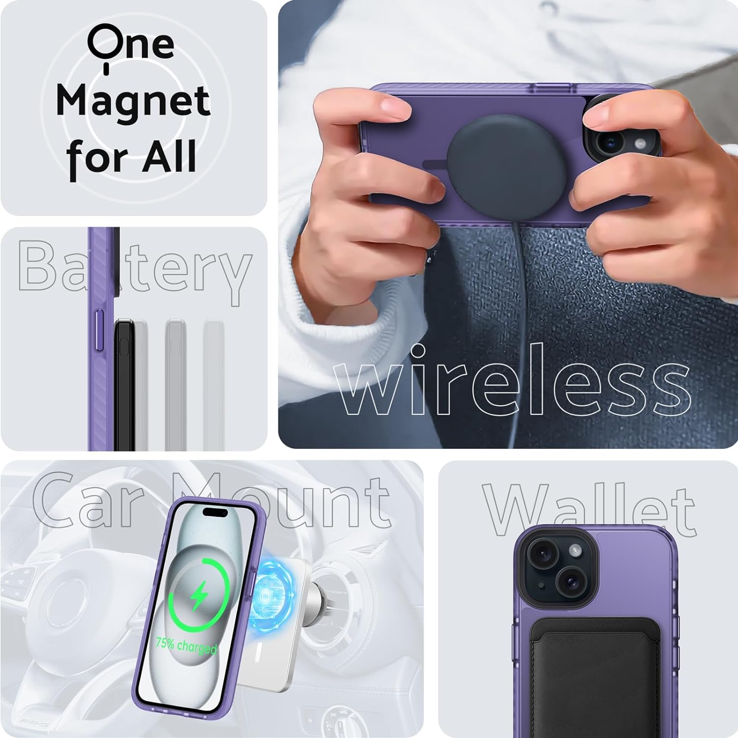 Чехол Gurdini Nano Series with Magsafe Purple для iPhone 15