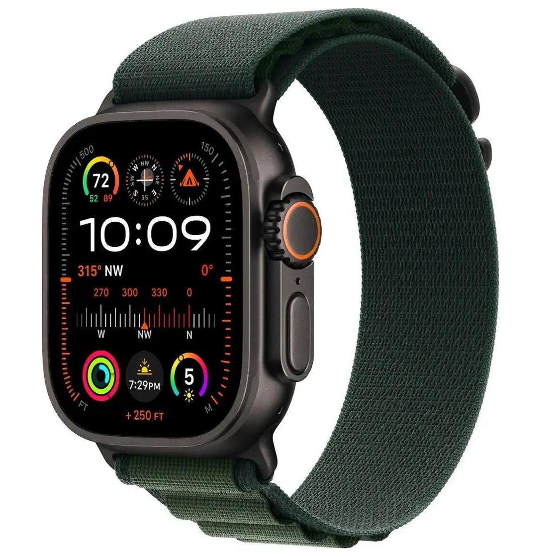 Умные часы Apple Watch Ultra 2 GPS + Cellular, 49mm Black Titanium Case with Dark Green Alpine Loop - Medium