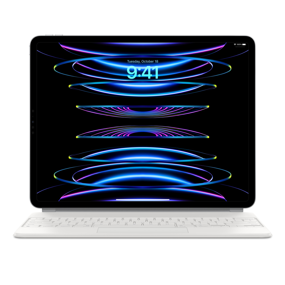 Чехол-клавиатура Apple Magic Keyboard для iPad Pro 12.9 (2020-2022)/Air 13 (M2/M3/M4) White (MJQL3) кириллица (лазерная гравировка) + QWERTY