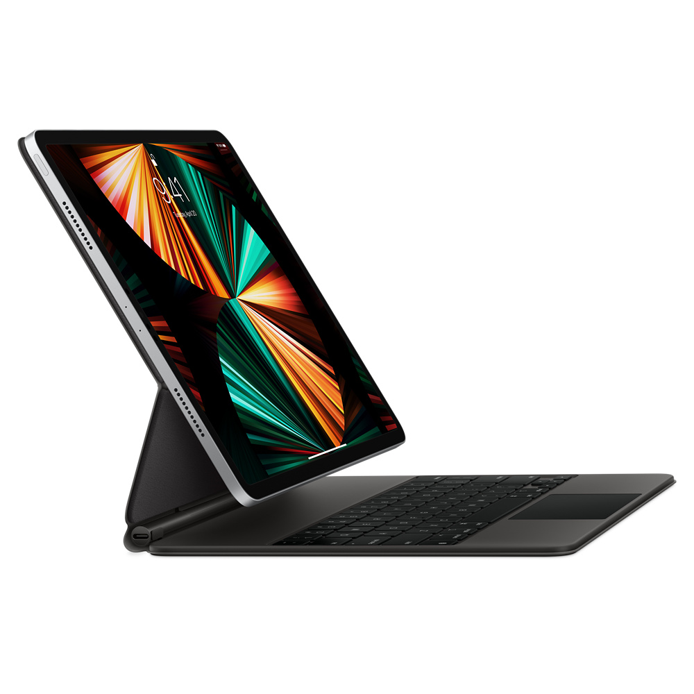 Чехол-клавиатура Apple Magic Keyboard для iPad Pro 12.9 (2020-2022)/Air 13 (M2/M3/M4) Black (MXQU2) кириллица (лазерная гравировка) + QWERTY