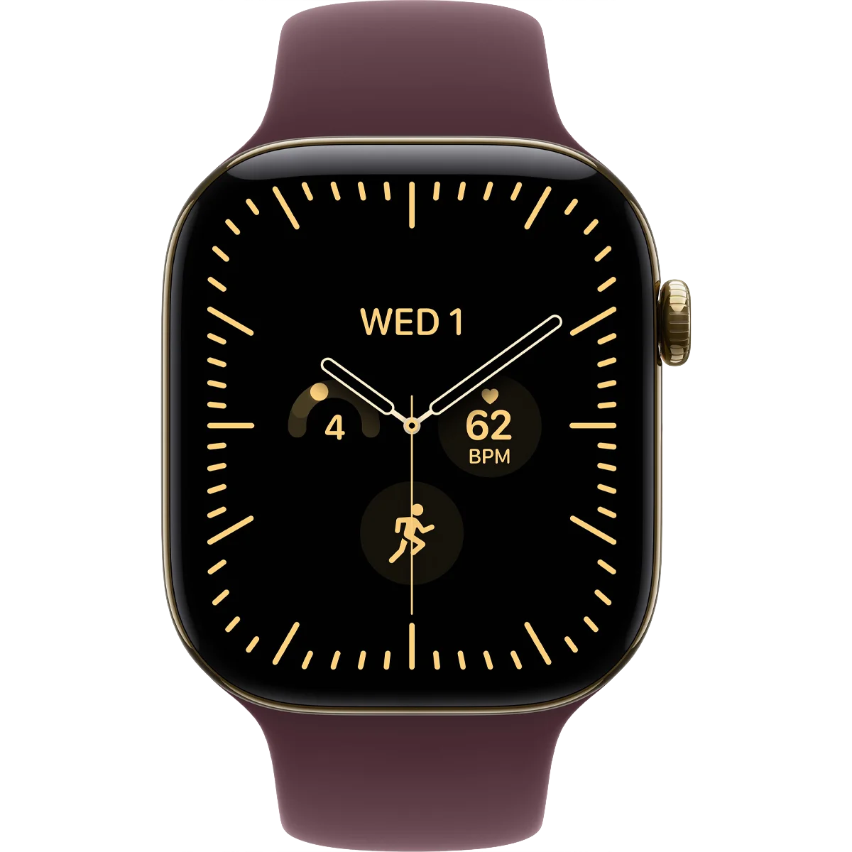 Умные часы Apple Watch Series 12 GPS + Cellular, 46mm Radiant Gold Titanium Case with Burgundy Sport Band - M/L