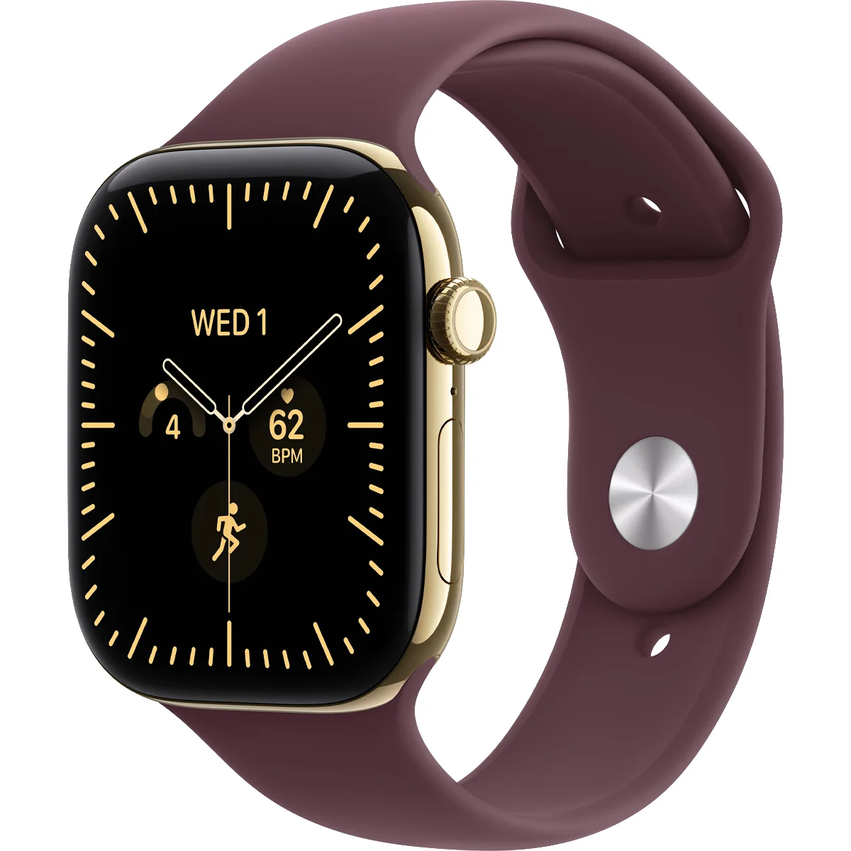 Умные часы Apple Watch Series 12 GPS + Cellular, 46mm Radiant Gold Titanium Case with Burgundy Sport Band - M/L