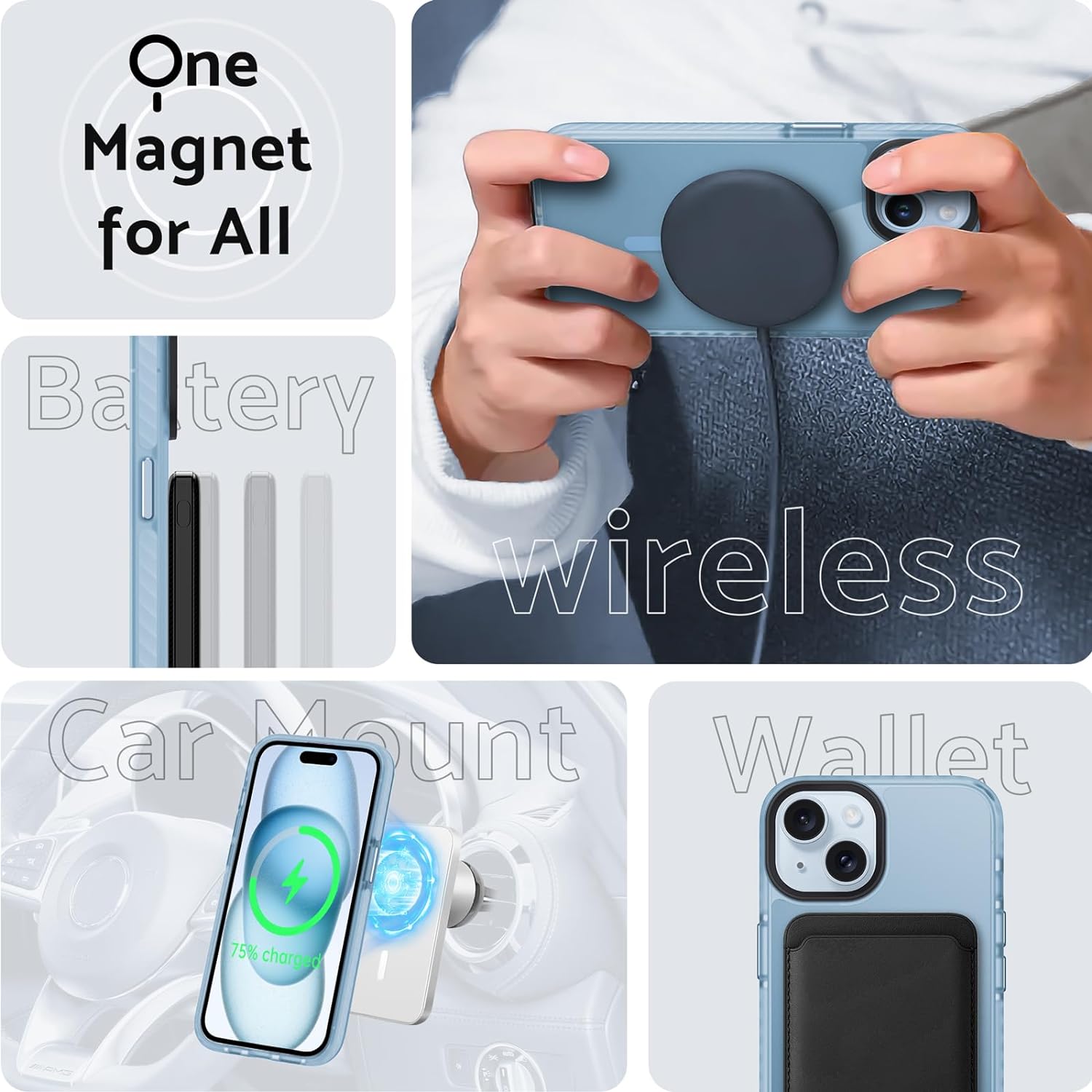 Чехол Gurdini Nano Series with Magsafe Blue для iPhone 15