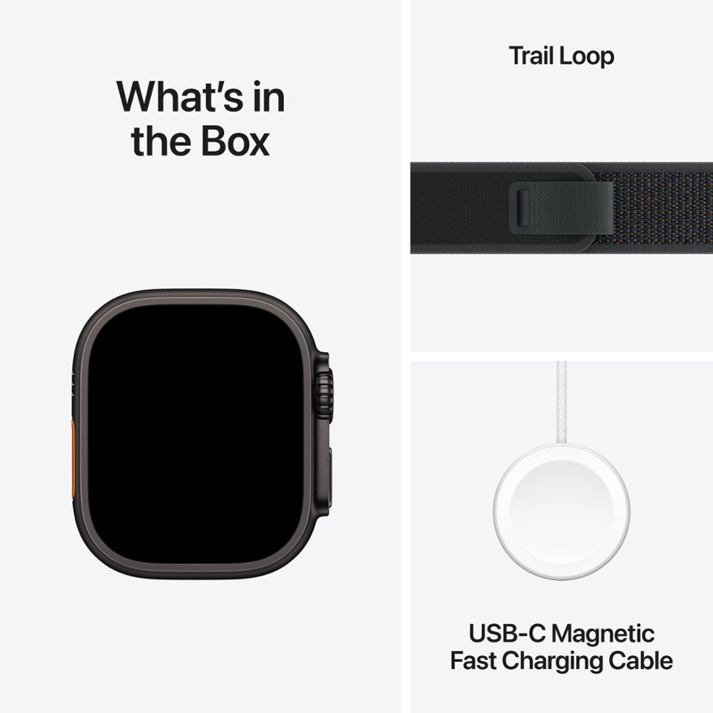 Умные часы Apple Watch Ultra 2 GPS + Cellular, 49mm Black Titanium Case with Black Trail Loop - S/M