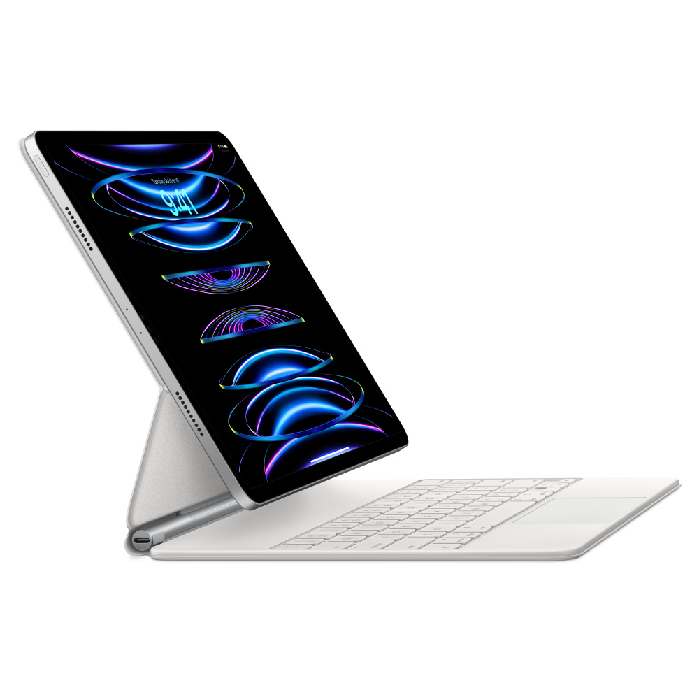 Чехол-клавиатура Apple Magic Keyboard для iPad Pro 12.9 (2020-2022)/Air 13 (M2/M3/M4) White (MJQL3) кириллица (лазерная гравировка) + QWERTY